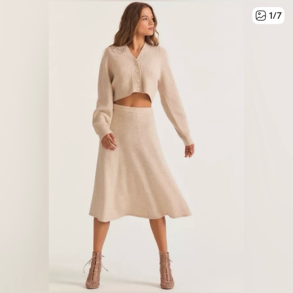 LoveShackFancy Women's A-Line Wool Skirt